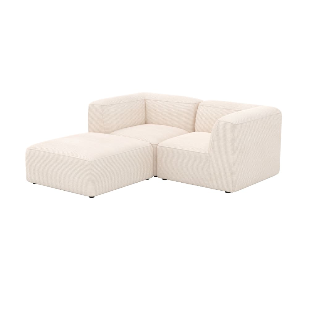 Canapé modulable en velours blanc 2 places avec pouf