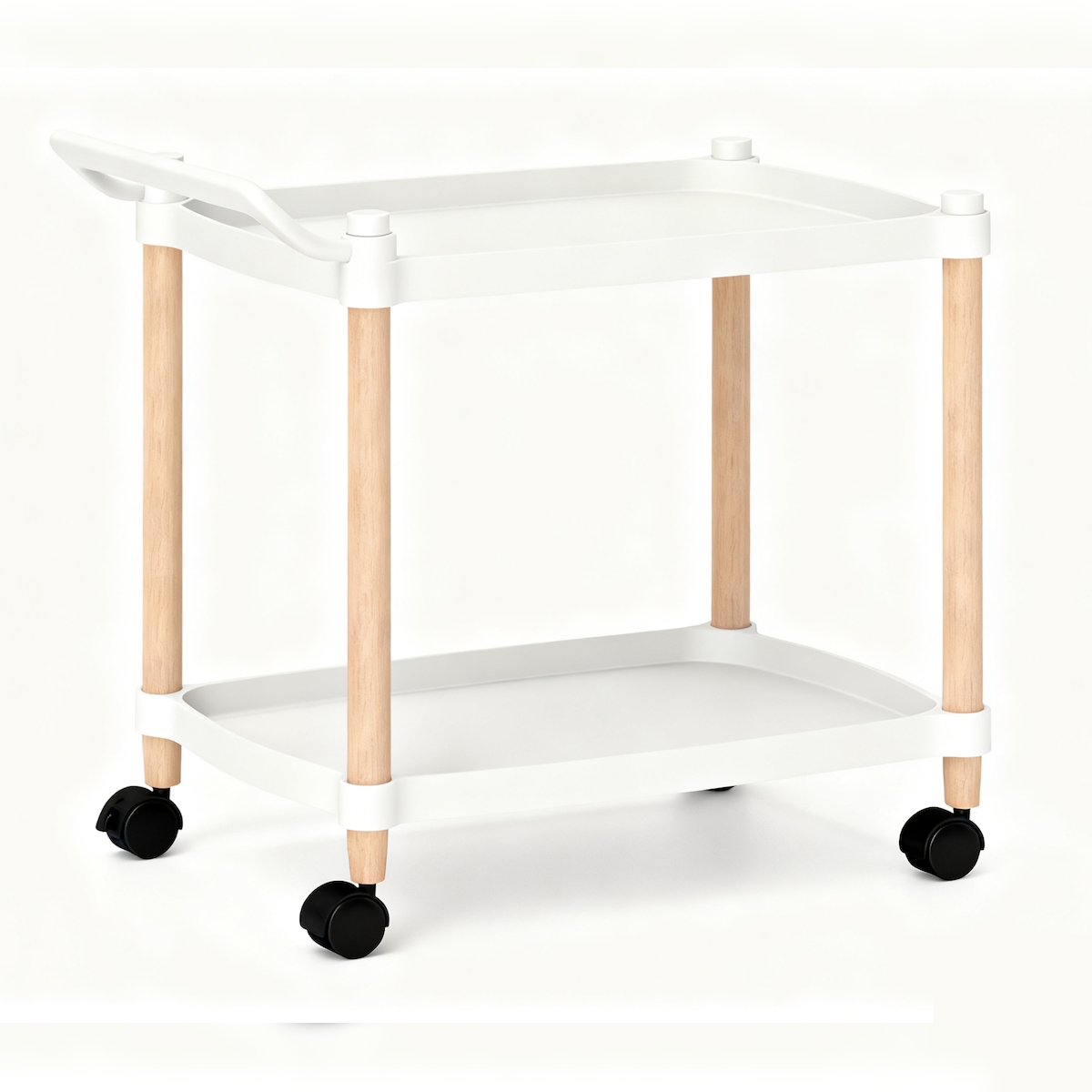 COSTWAY Servierwagen, 2 Ebenen, Vertieftes Regal auf Rädern, Küchenwagen mit Bremsen & Griff, Küchenregal für Wohnzimmer Image