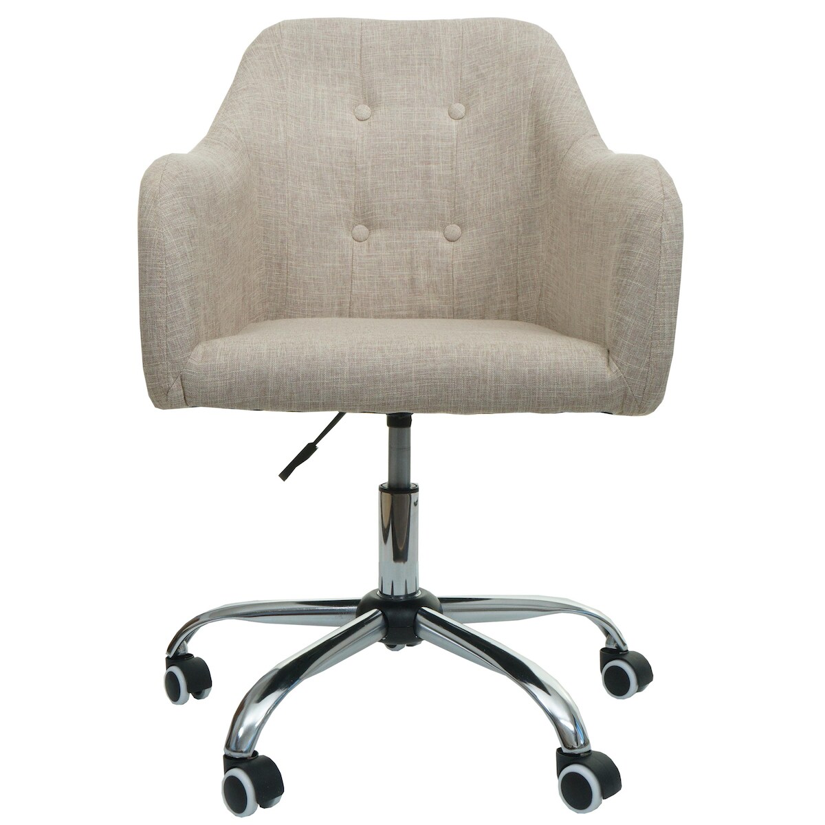 PROREGAL Bürostuhl | HxBxT 95x57x62 cm | Sitzhöhe 43cm | mit Armlehne | Stoff/Textil Creme | Drehstuhl Schreibtischstuhl Computerstuhl Bürosessel Image