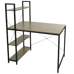 PROREGAL Schreibtisch mit Regal | HxBxT 120x100x60 cm | Metall MDF | Grau-Braun | Laptoptisch Bürotisch Arbeitstisch Image