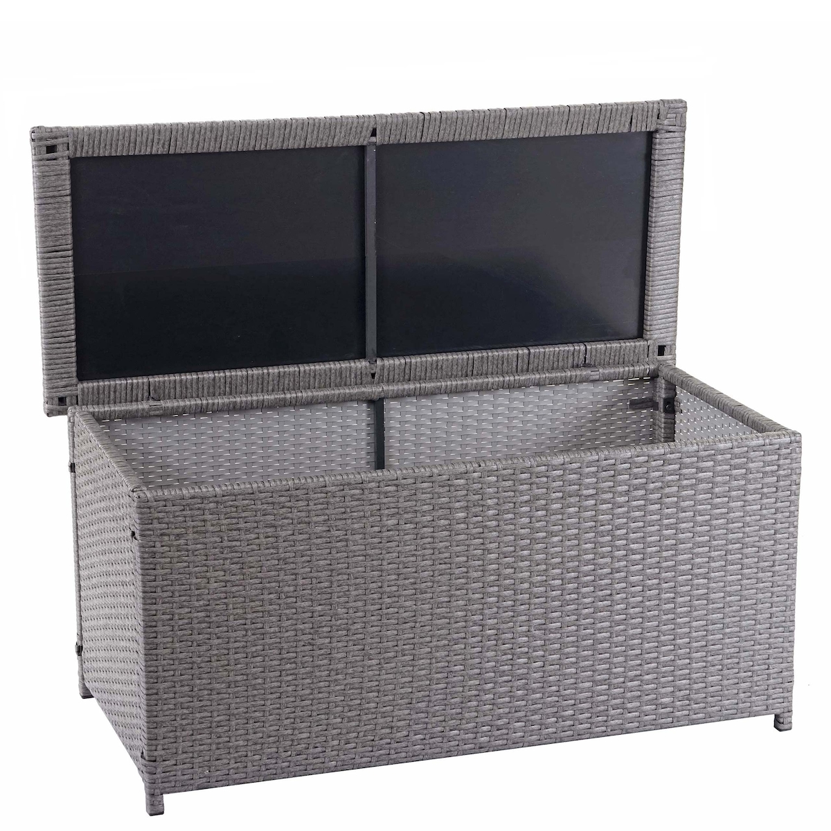 Proregal Poly-Rattan Kissenbox | HxBxT 63x135x52cm | Basic grau | 320L | Gartentruhe Auflagenbox Truhe Image