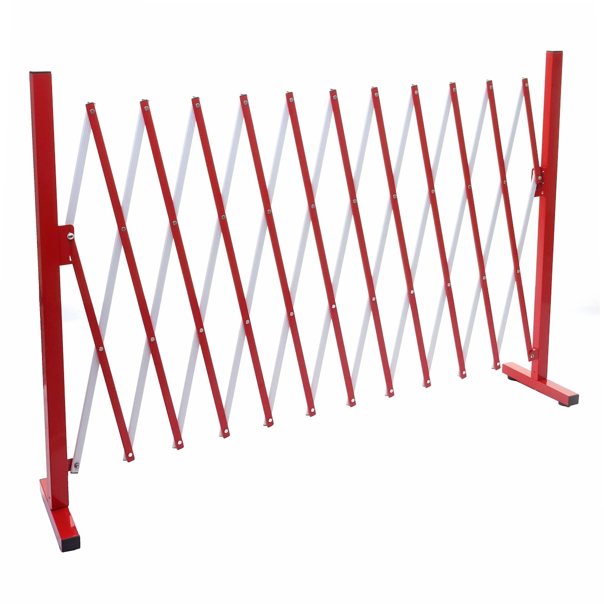 PROREGAL Absperrgitter | HxBxT 103,5x300x31 cm | Alu Rot-Weiß | Scherengitter Zaun Schutzgitter ausziehbar Image