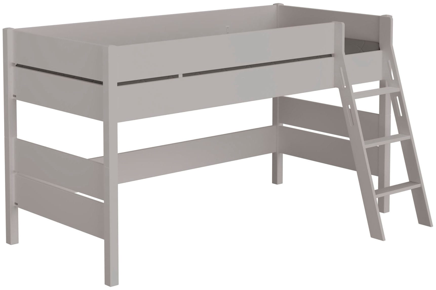 Spielbett PAIDI "TIAGO in verschiedenen Größen und Farben, mit Leiter", kieselgrau, kieselgrau, kieselgrau, B:135cm H:120,6cm L:210,4cm, Betten