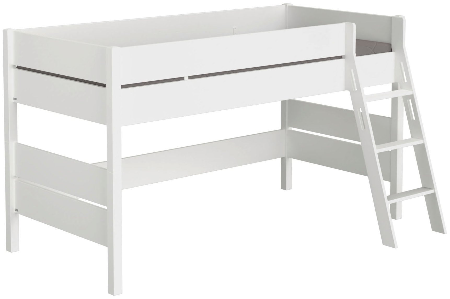 Spielbett PAIDI "TIAGO in verschiedenen Größen und Farben, mit Leiter", kreideweiß, kreideweiß, kreideweiß, B:135cm H:120,6cm L:210,4cm, Betten