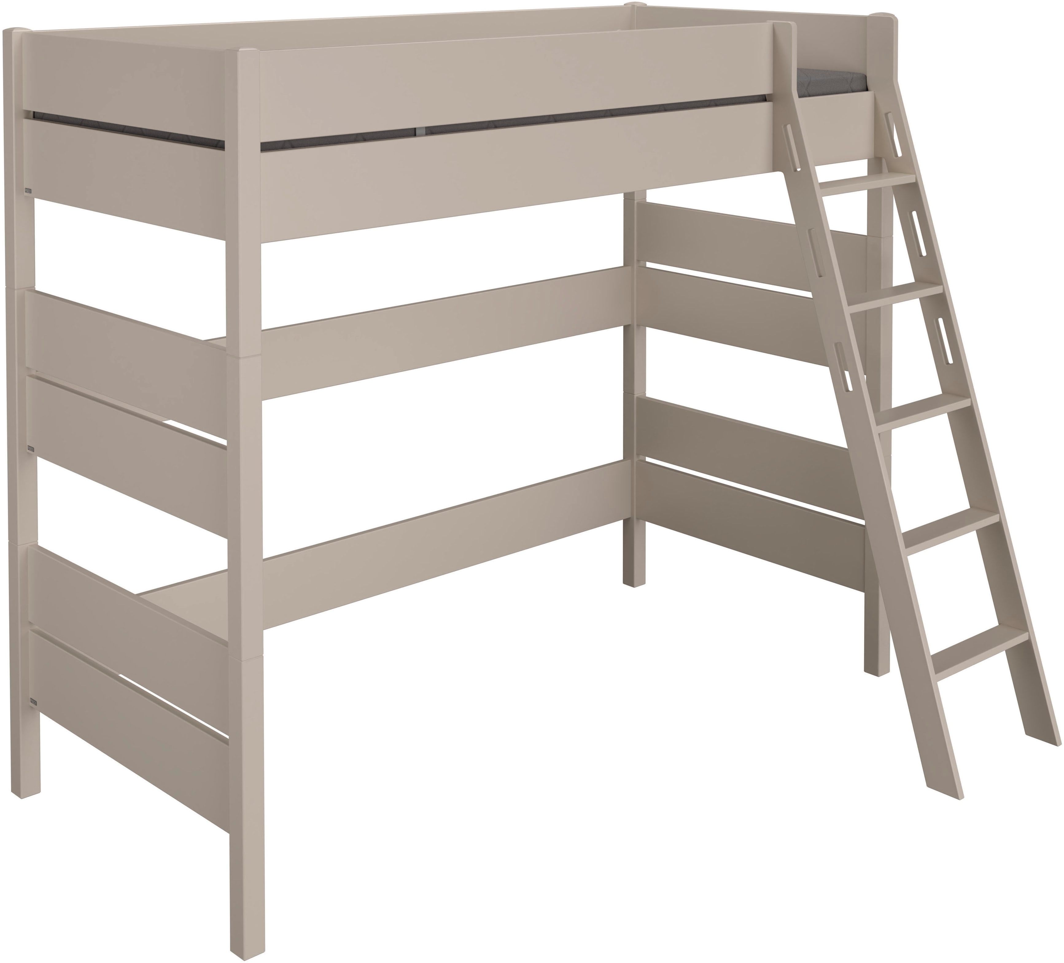 Spielbett PAIDI "TIAGO in verschiedenen Größen und Farben, Hochbett mit Leiter", cashmere, beige, cashmere, beige, cashmere, beige, B:153,8cm H:180,6cm L:210,4cm, Betten