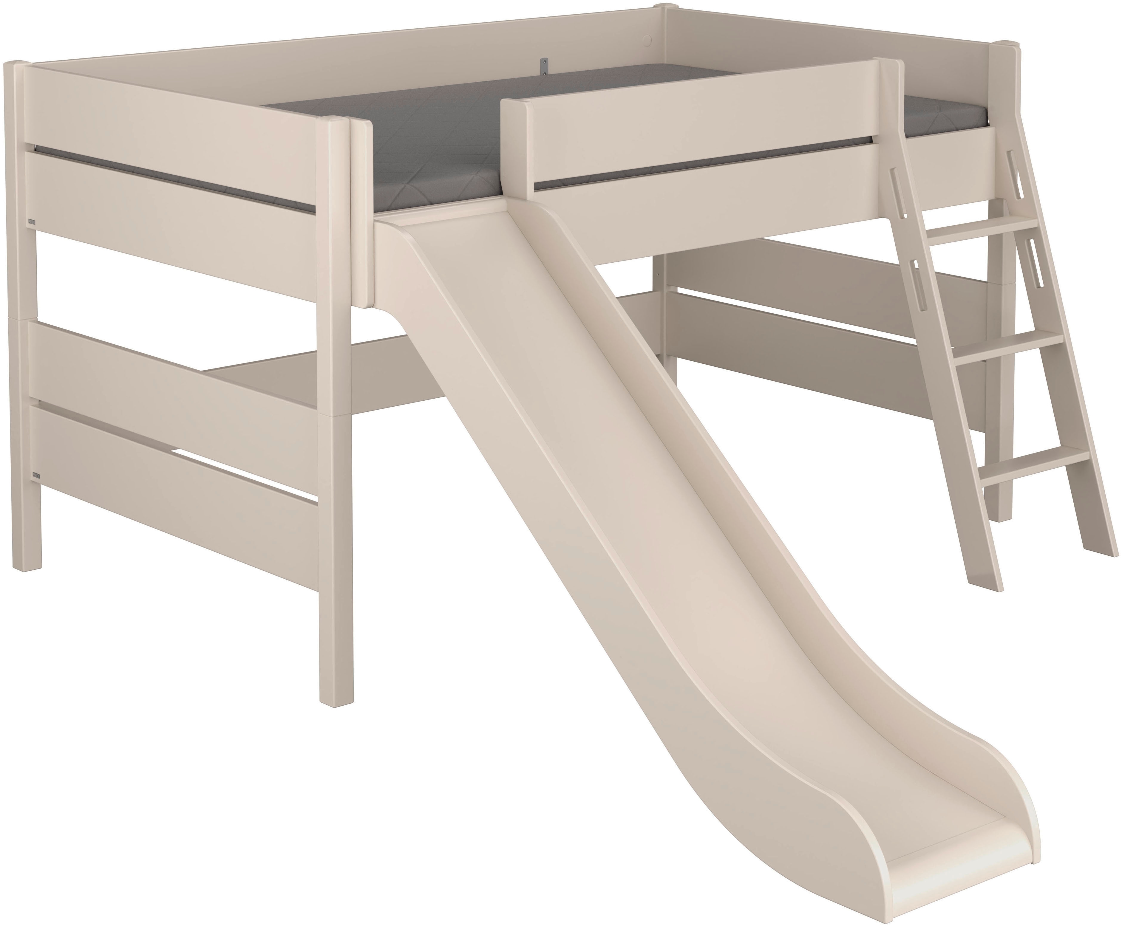 Spielbett PAIDI "TIAGO in verschiedenen Größen und Farben, mit Leiter und Rutsche", cashmere, beige, cashmere, beige, cashmere, beige, B:271,7cm H:120,6cm L:210,4cm, Betten