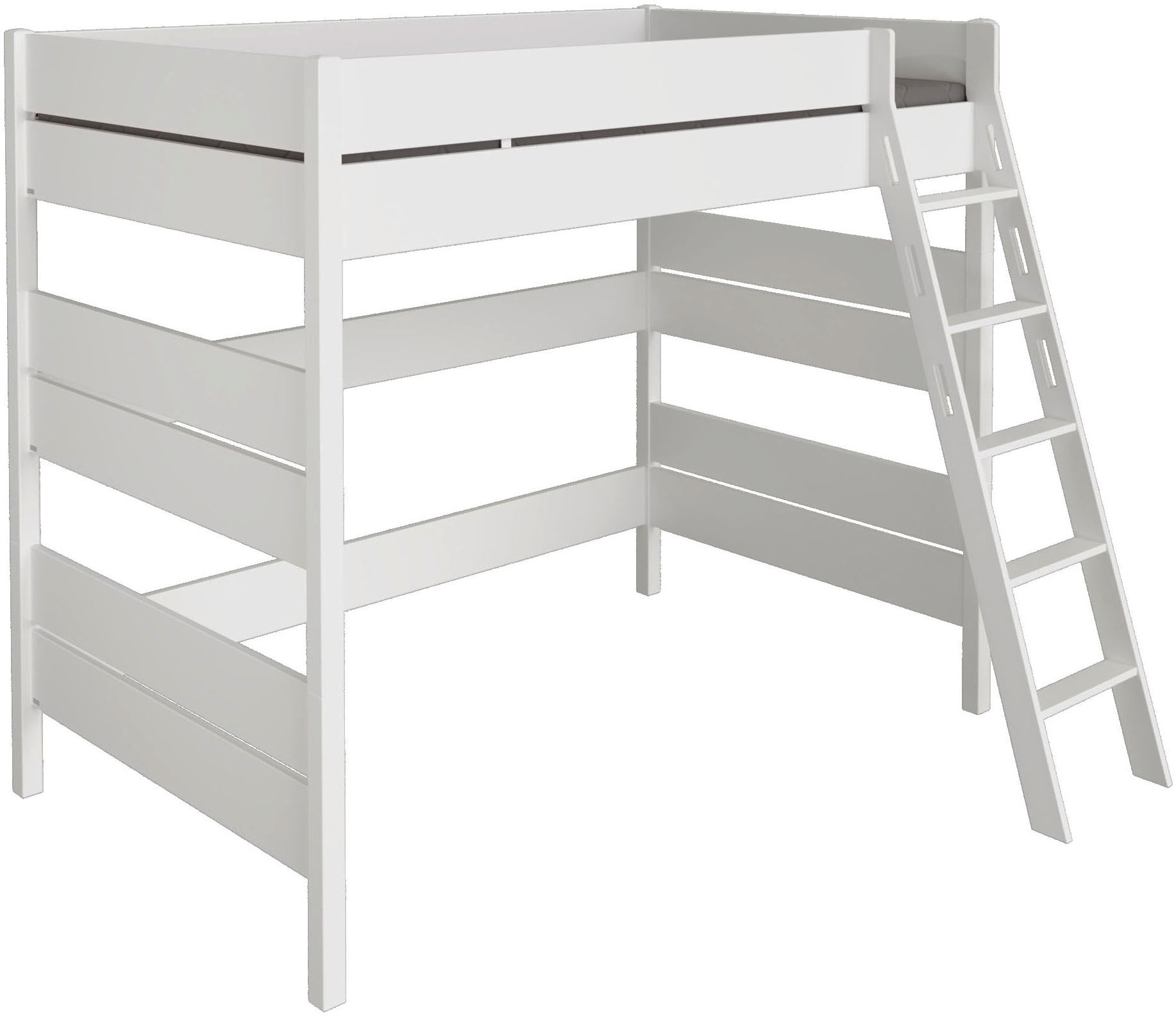 Spielbett PAIDI "TIAGO in verschiedenen Größen und Farben, Hochbett mit Leiter", kreideweiß, kreideweiß, kreideweiß, B:183,8cm H:180,6cm L:210,4cm, Betten