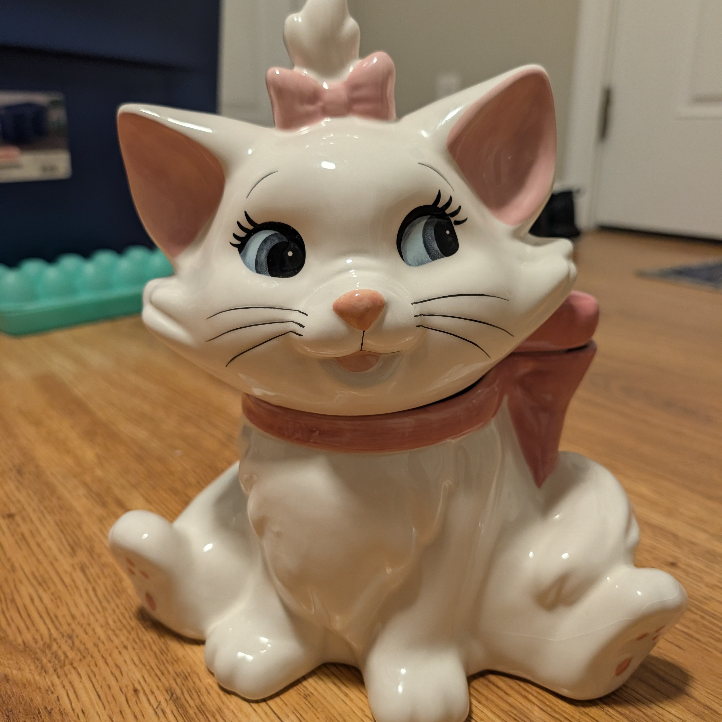 Disney Kitchen | Disney Ceramic Cat Jar With Pink Bow | Color: Pink/White | Size: Os