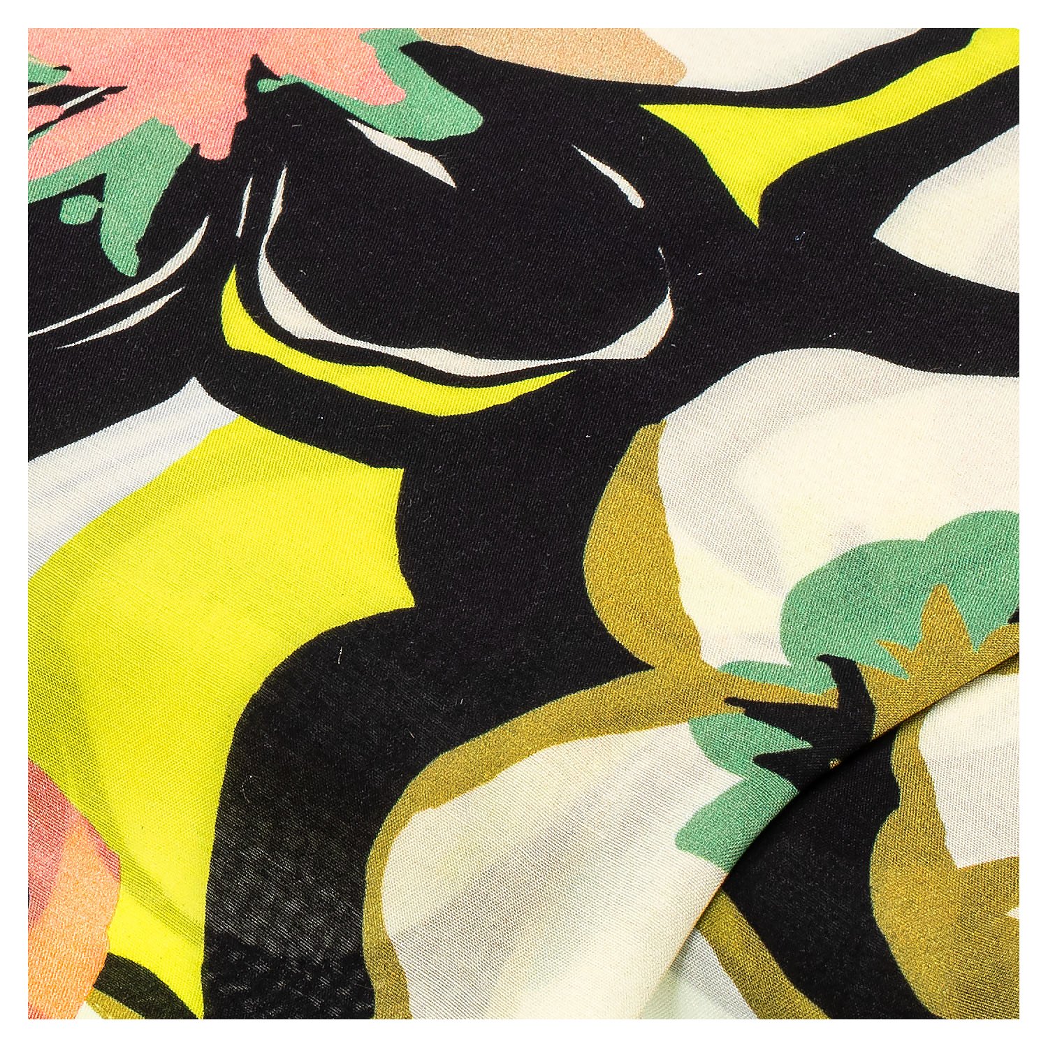 Viskose-Blusenstoff/Javanaise Blumen, gelb-color Image