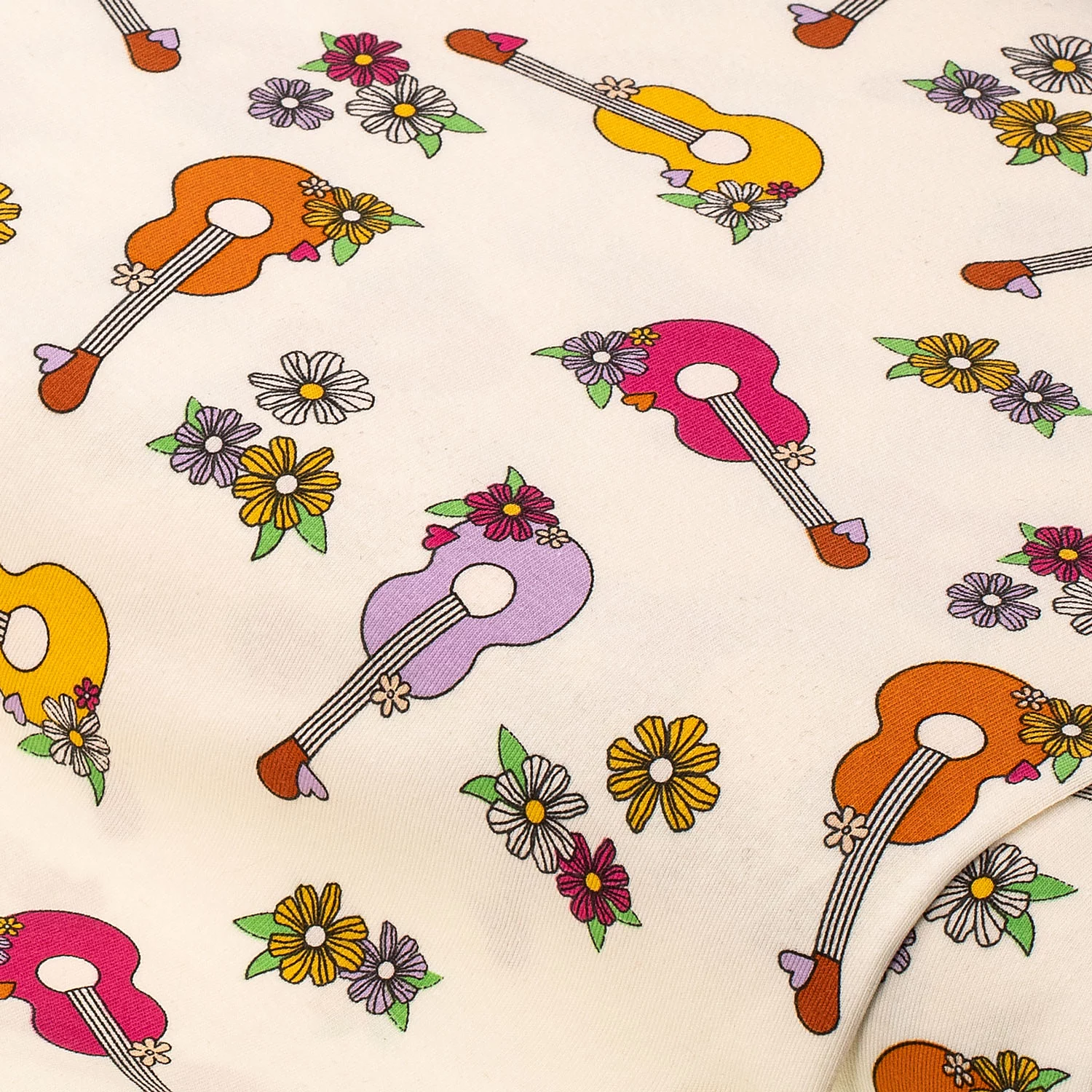 Baumwoll-Jersey „Gitarren“ mit Elasthan, bunt Image