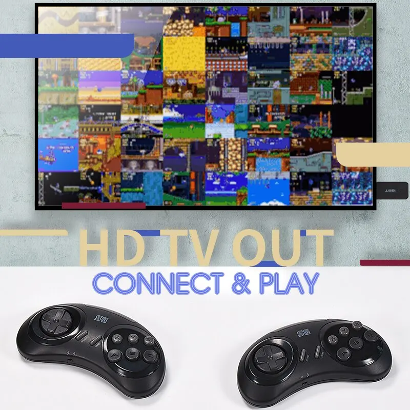 DATA FROG 4K Consoles de jeux vidéo rétro 1900 jeux bâton de jeu 16 bits MD double manette de jeu sans fil pour Sega Genesis Mega Drive