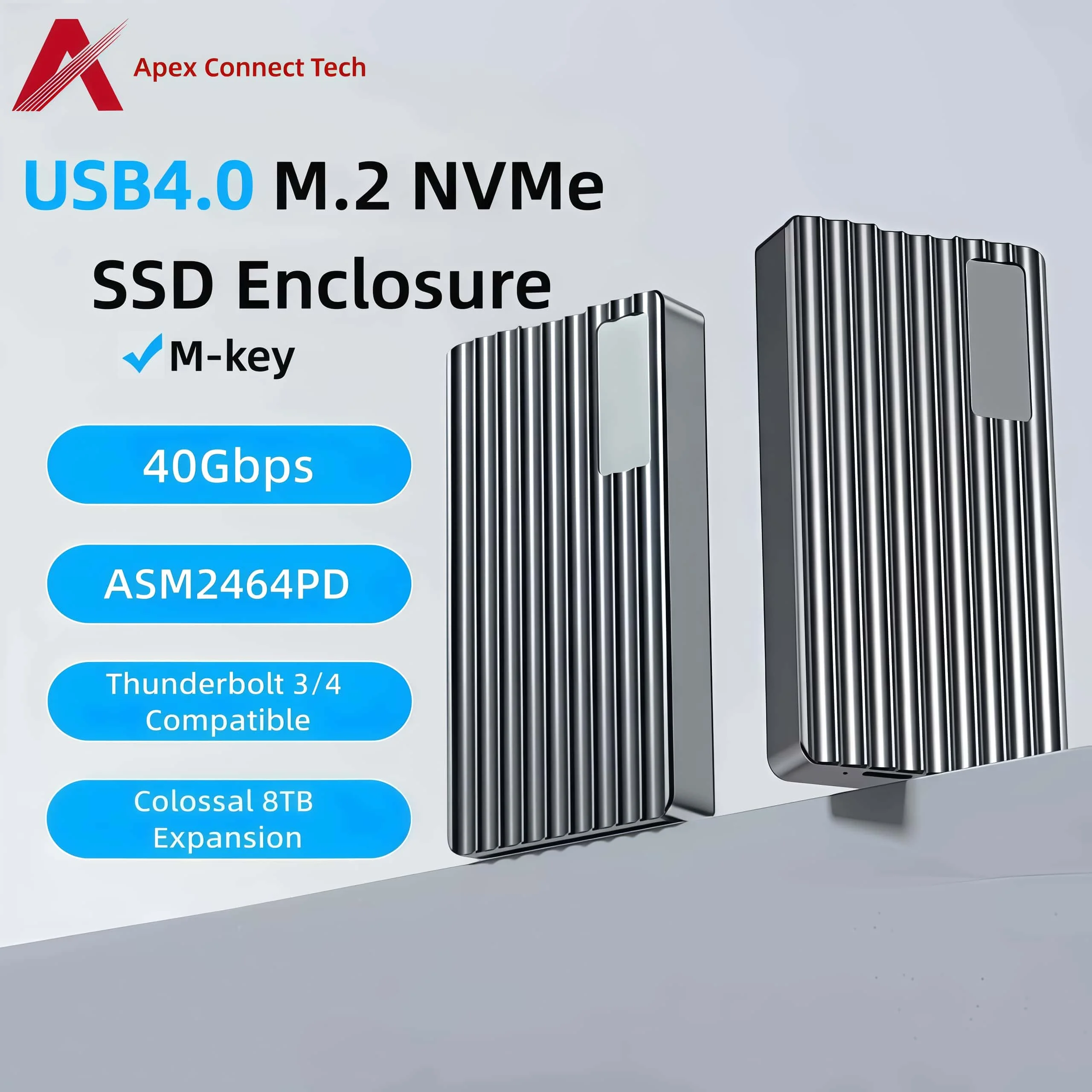 Boîtier USB4 40Gbps M.2 NVMe boîtier SSD M2 8 to Compatible avec le lecteur Thunderbolt 4 3 Nvme boîtier SSD externe boîtier de disque dur