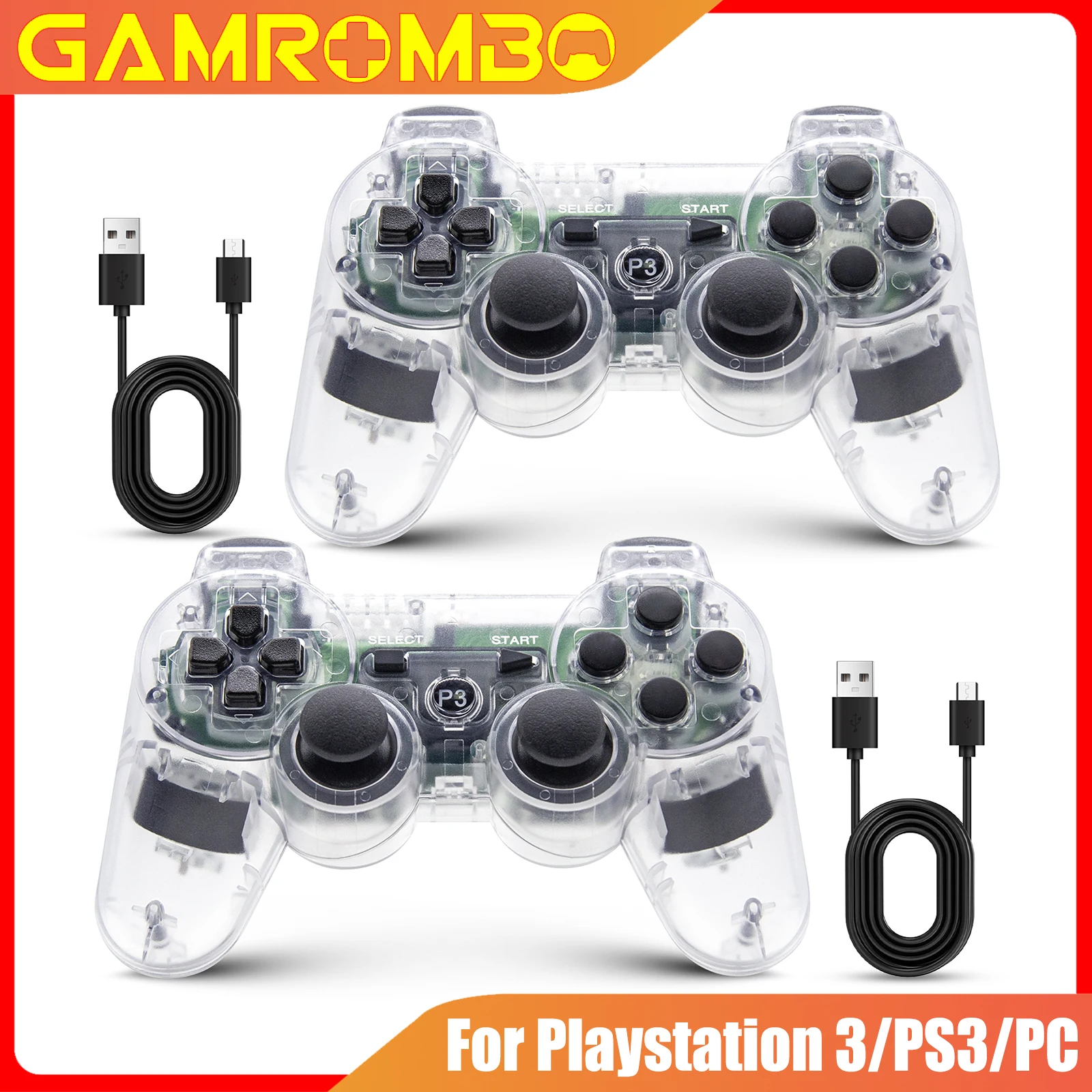 Controller für Playstation 3/PS3/PC/Android-Konsolen, kabelloses BT-Gamepad, 6-Achsen-Gyro, Dual-Motor-Vibrationsschock, Gaming-Joystick