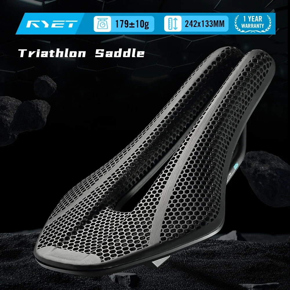 2025 RYET TT01 Triathlon-Sattel 179 g, kurze Nase, Aero-Design, kohlenstoffverstärkte Nylonhülle, 7 x 9 mm, Carbon-Schiene für Zeitfahrrad Image