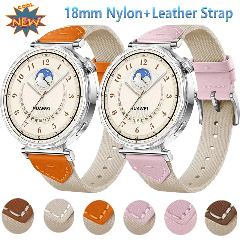 18 mm offizielles Nylon + Lederarmband für Huawei Watch GT6-5-4 41 mm bequemes geflochtenes Armband Huawei Watch 5/GT5 Pro 42 mm Correa Image