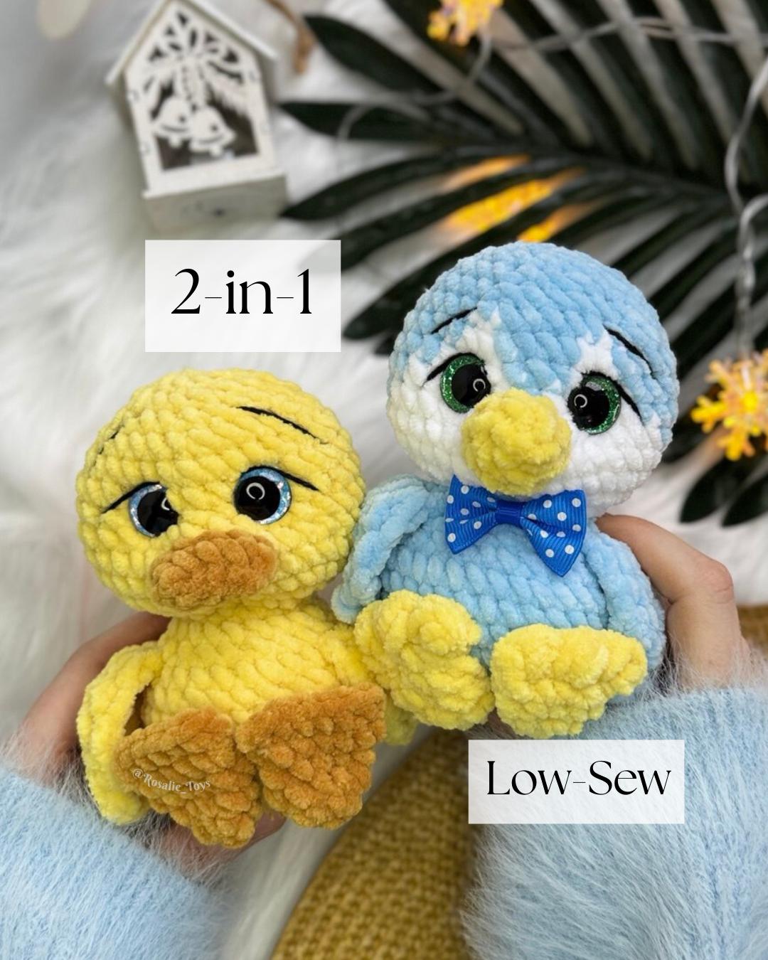 Schema all'uncinetto per pinguino / Schema all'uncinetto per anatra / Schema amigurumi 2 in 1 per anatra e pinguino / Schema PDF in inglese / Fai da t