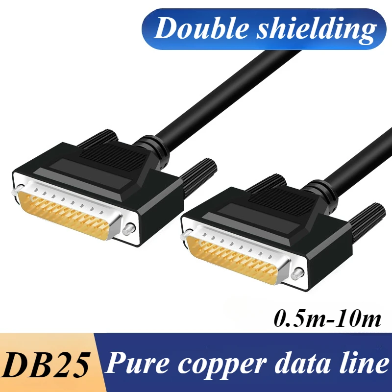 DB25 Doppelschild-Parallel-Port-Datenübertragungskabel, reines Kupfer, 25-polig, Stecker auf Buchse, Verlängerungskabel, 0,5–10 m Draht Image