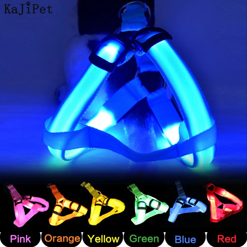 Nylon Haustier Sicherheitsgurt Hundezubehör Blinklicht Geschirr LED Hundegeschirr Leine Seil Gürtel LED Hundehalsband Weste Heimtierbedarf Image