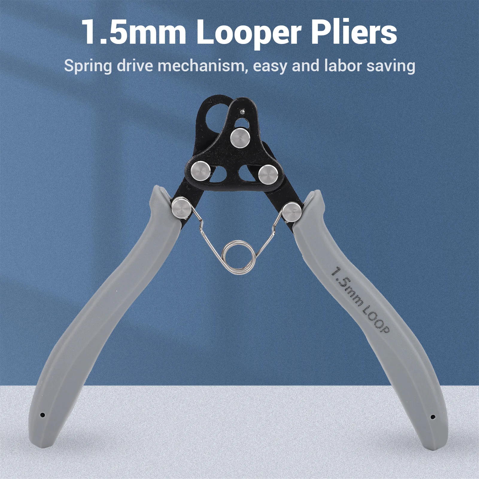 One Step Looper 1,5 mm Zangenwerkzeug für die Schmuckherstellung, Gold, Silber, Kupfer, Eisenspulen, 18–26 g, Basteldraht mit grauem Griff
