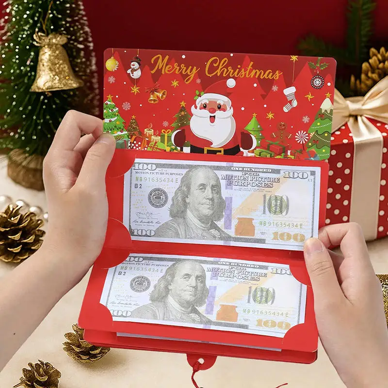 Weihnachten Weihnachtsmann Geldkarte Umschlag Frohe Weihnachten Dekorationen für Zuhause 2025, faltbare Banknotenkarte Navidad Noel Natal Image