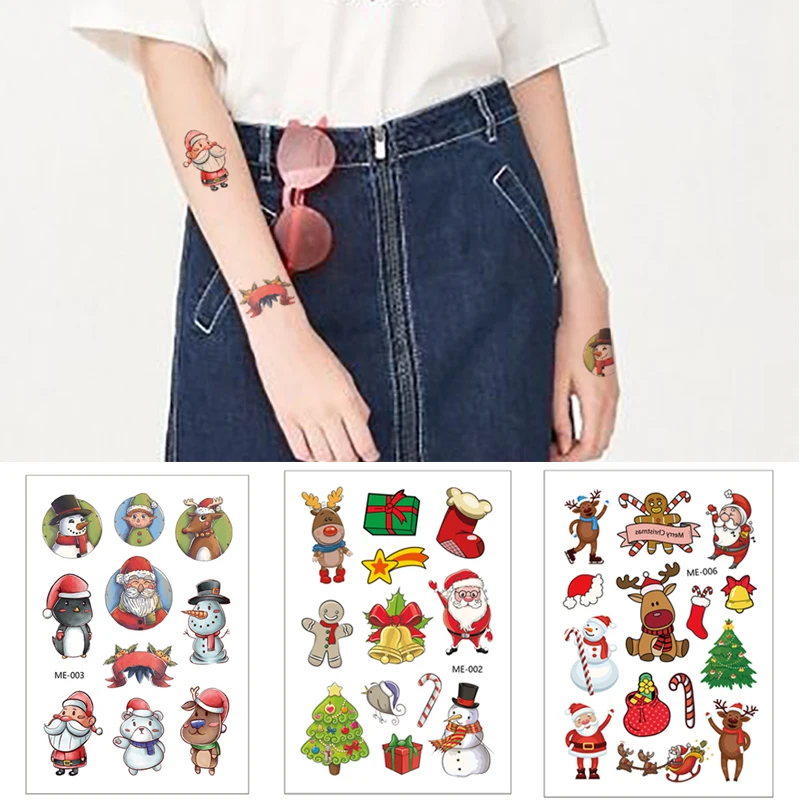 Weihnachtsgeschenk Festival Tattoo Aufkleber Tiere Tattoo für Menschen auf Gesicht Körper Arm Tattoos Party Make-up Dekoration Image