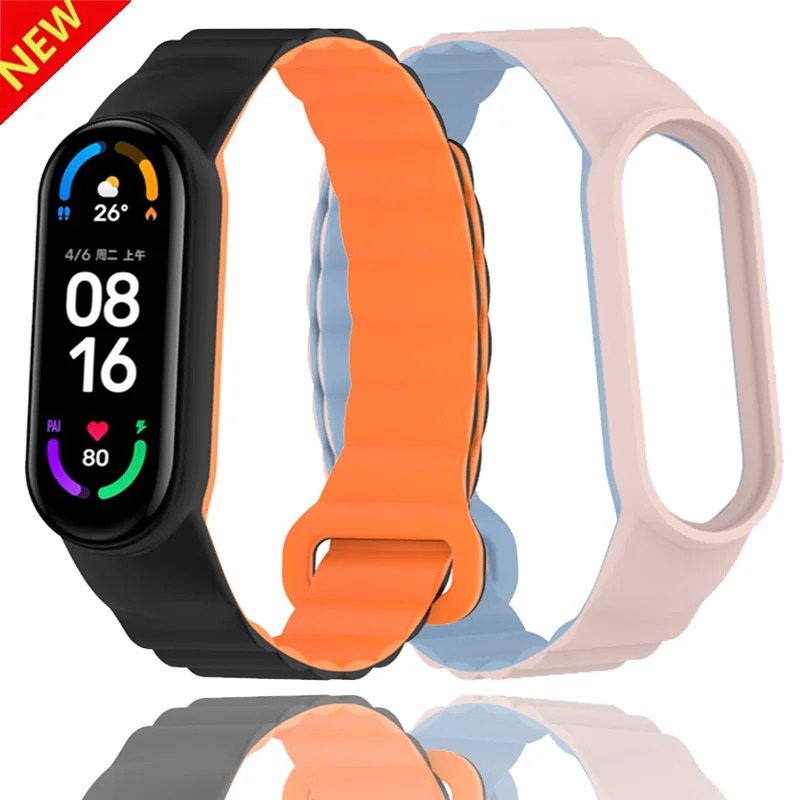 Silikon Magnetische Schleife Strap Für Xiaomi Mi Band 10 9 8 7 6 5 4 3 Mode Komfortable Armband mi Band 8 9 10 Correa Zubehör Image