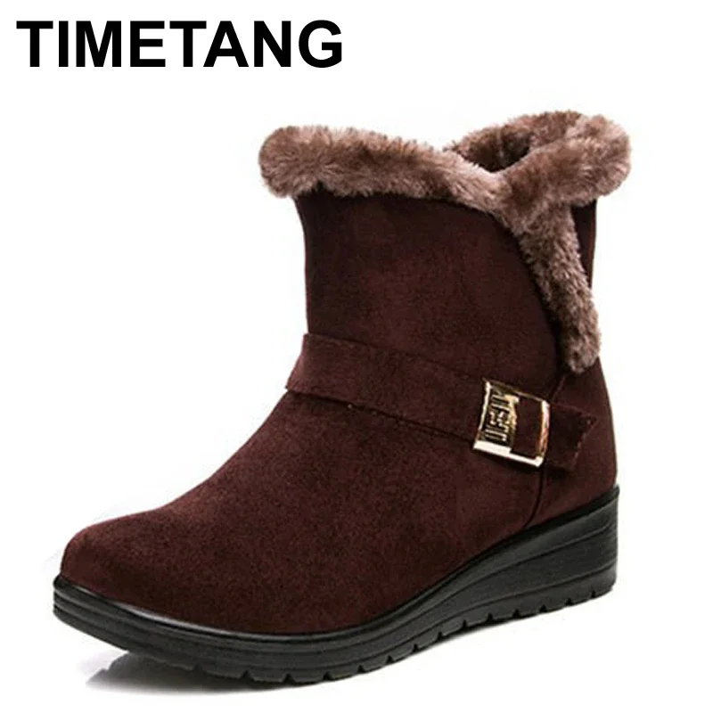 TIMETANG Damen-Stiefel, 2019, modisch, warm, Schneestiefel, Knöchel, Winterstiefel für Damen, Schuhe, Schwarz, Rot, Übergröße 41
