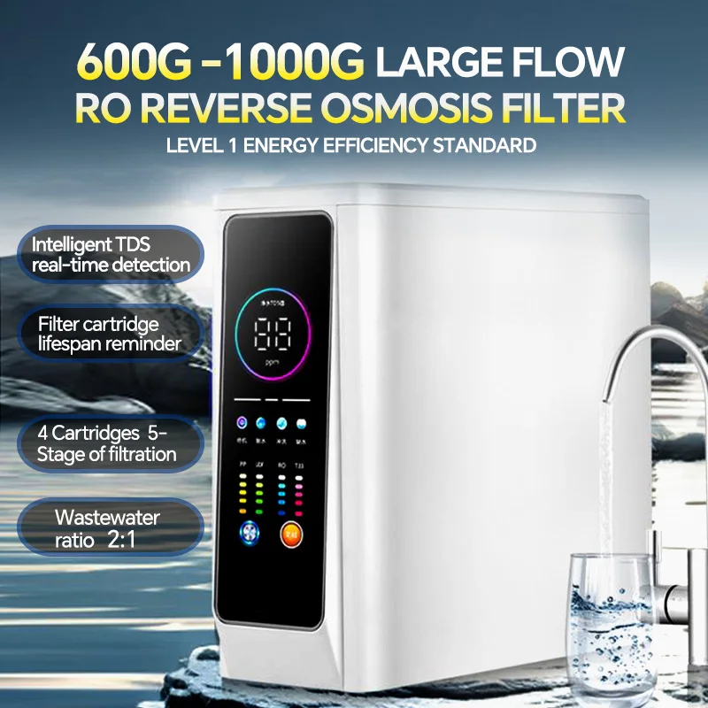 BROVA RO-Wasserreiniger, Direkttrinkmaschine für den Haushalt, Umkehrosmosefiltration für Küchenarmaturwasser 2024, neu Pro600-1000G Image
