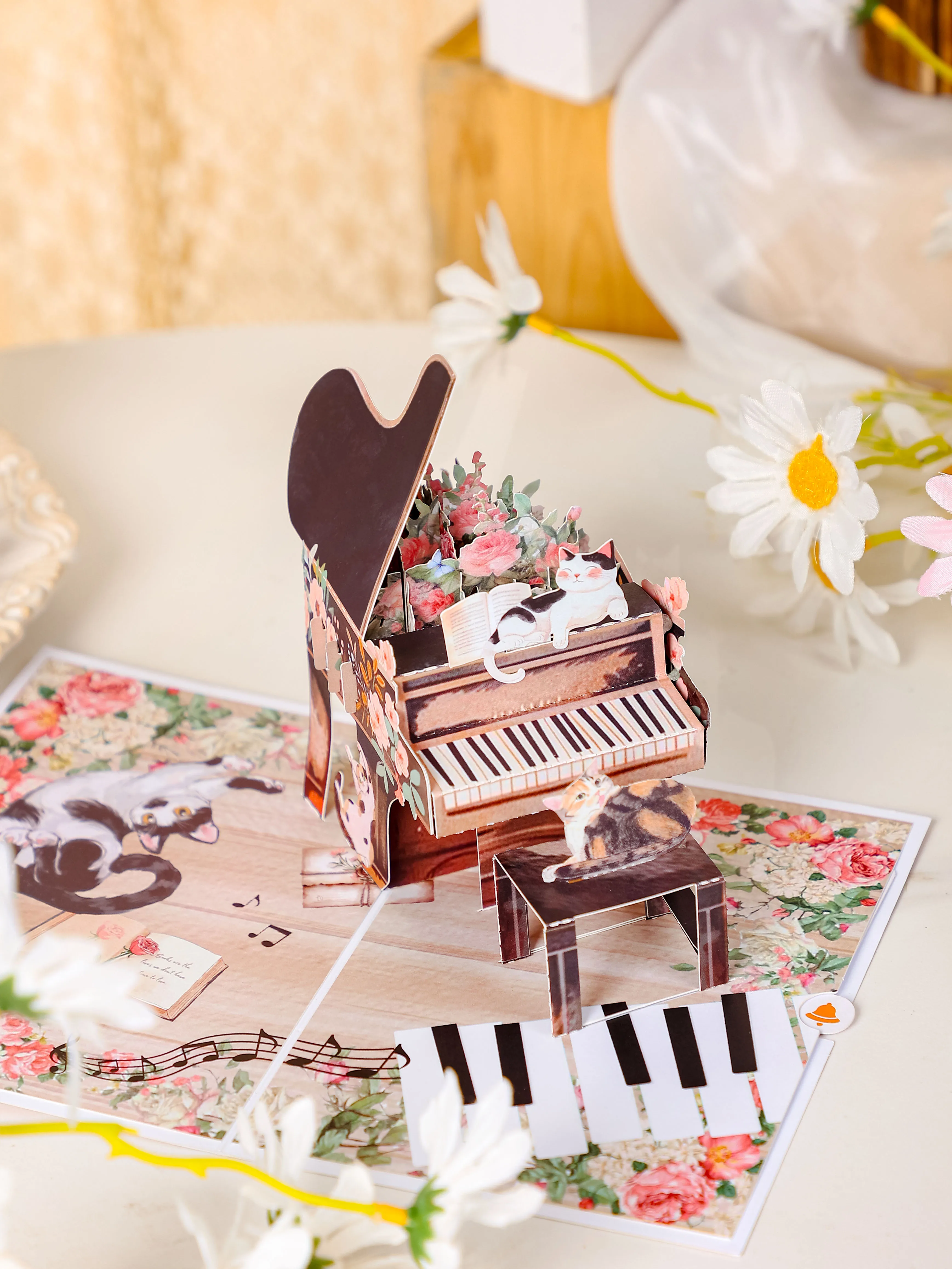 3D-Pop-up-Grußkarten für Gitarre und Klavier, Geschenkset für Musikinstrumente für Musikliebhaber, Geburtstags-/Weihnachtsfeiergeschenke Image