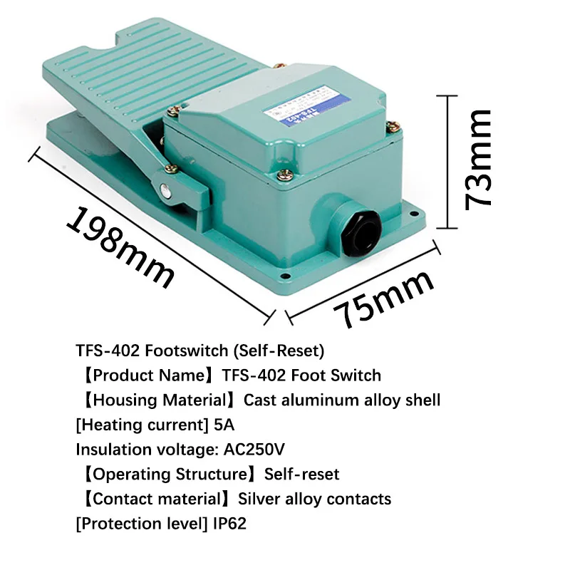 TFS-402 Fußschalter EKW5A-B Fußpedalschalter mit Kabel 220 V Fußbetätigter LT4 Image