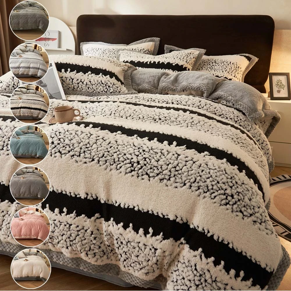 Abnehmbarer Winter-Bettbezug aus Milchsamt, dick, weich, 220 x 240 cm, Bettdeckenbezüge, ideale Bettwäsche für Schlafzimmer, Hotel, Heimdekoration, Byd Uch Lorenzo Image