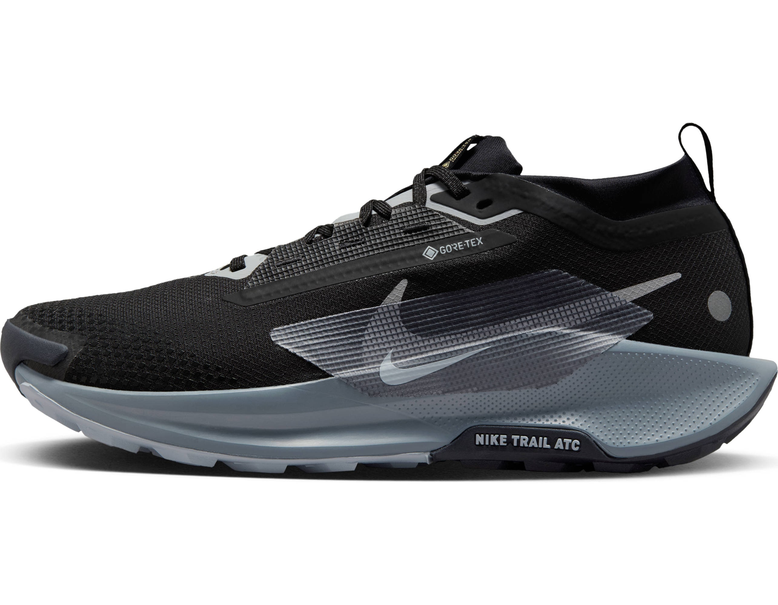 Laufschuh NIKE "NIKE PEGASUS TRAIL 5 GTX", Herren, Gr. 43, schwarz, wolf grau, cool grau, anthrazit, Synthetik, Textil, Schuhe Laufschuh, wasserdicht