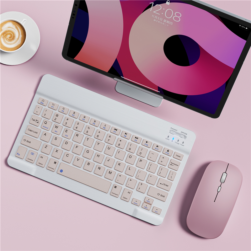 Ultra Slim Bluetooth Compatible Keyboard, Mini Wireless Keyboard For IPad IPhone Android Tablet Windows pink