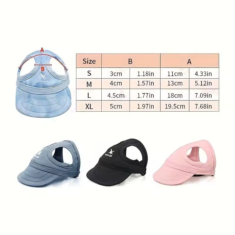 Adjustable PVC Dog Sun Hat Waterproof Pet Hat With Elastic Band For Small, Medium & Large Breeds dark Blue l