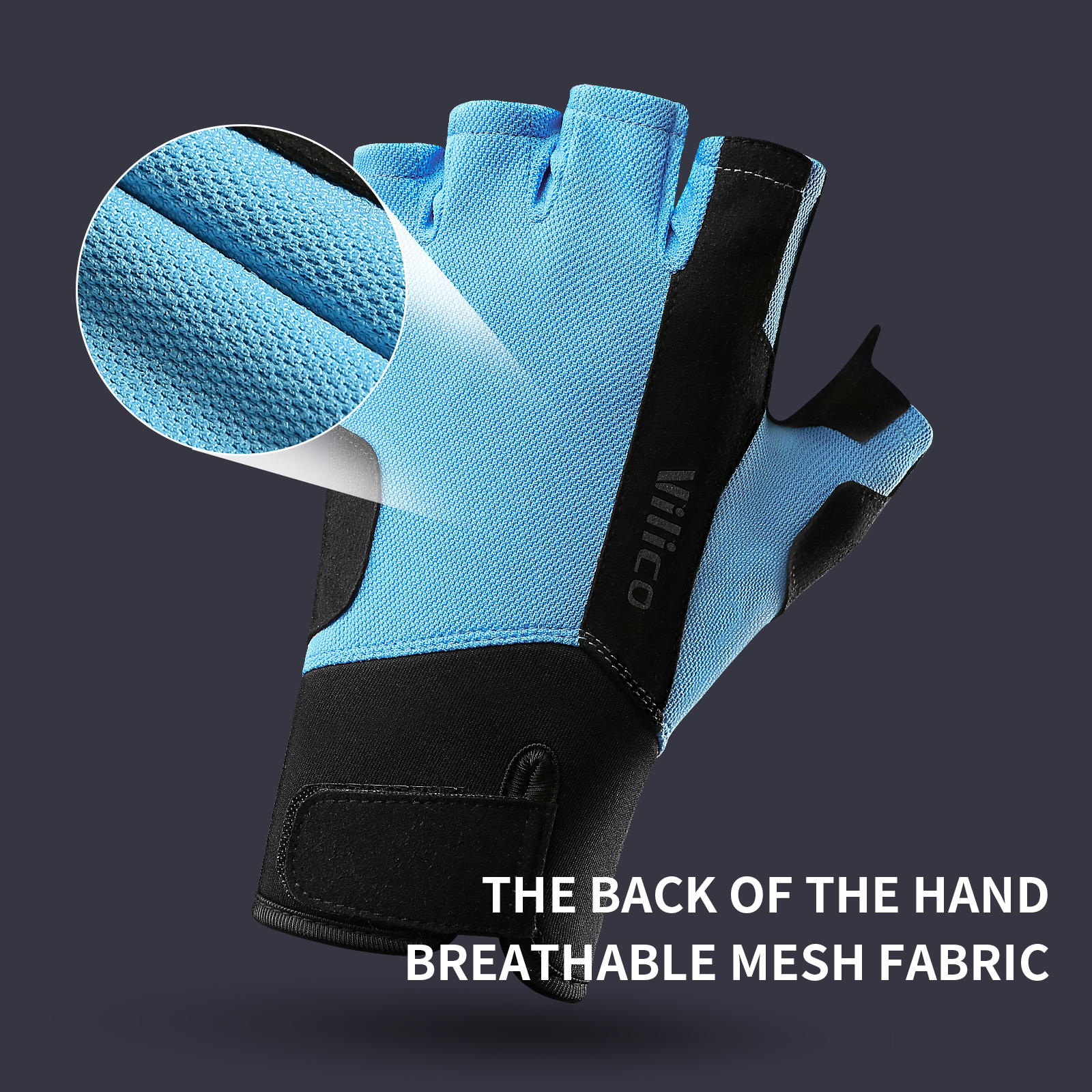 Gym Lifting Workout Gloves Men Women, Wrist Belt Fitness Climbing, Work Out Shock Absorb Foam Pad Palm Crossfit blue m