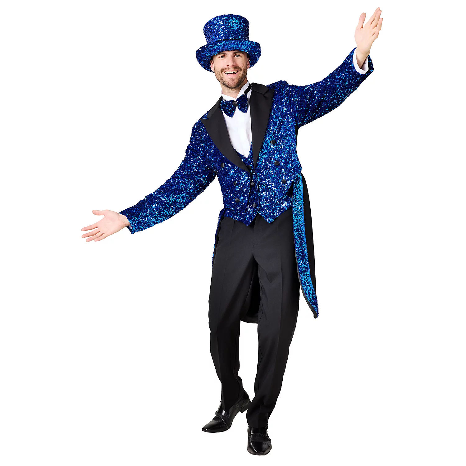 buttinette Frack Pailletten für Herren, blau