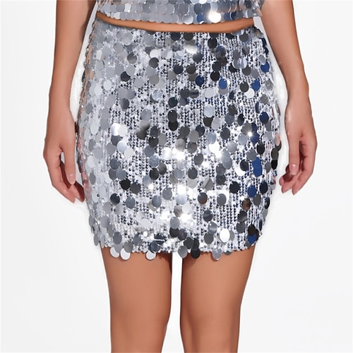 Jupe à sequins pour femmes Samba Dancewear Jupe mini bodycon extensible étincelante Nuit de fête pour carnaval festival fête Costume de performance