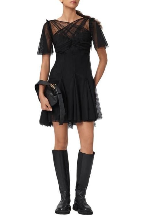 Madi Tulle Dress - Black - AllSaints Dresses