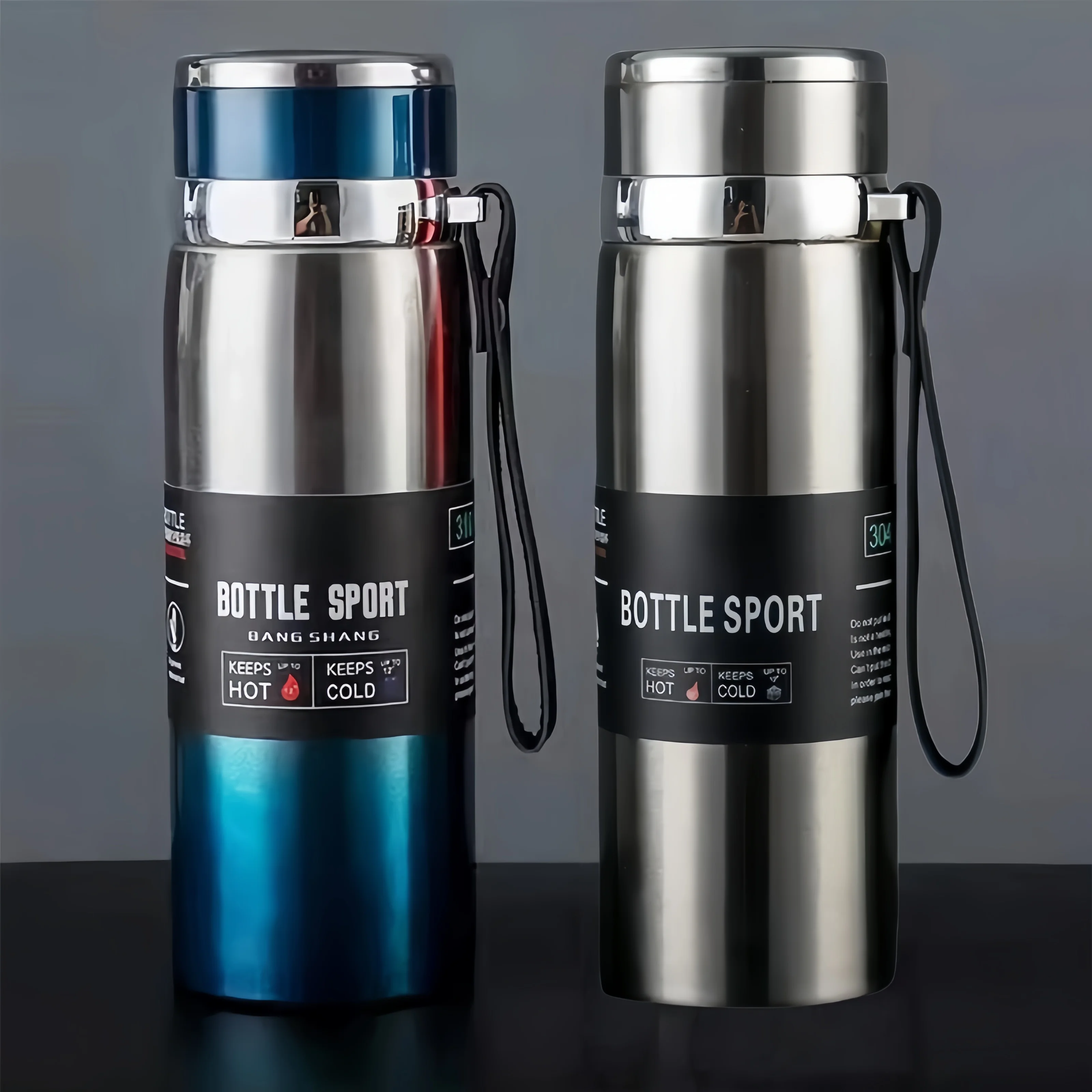 1000 ml tragbare Thermoskanne mit Strohhalm 316 Edelstahl Thermobecher Tumbler Kaffeetasse Isolierflaschen Kalt- und Warmwasserflasche Image