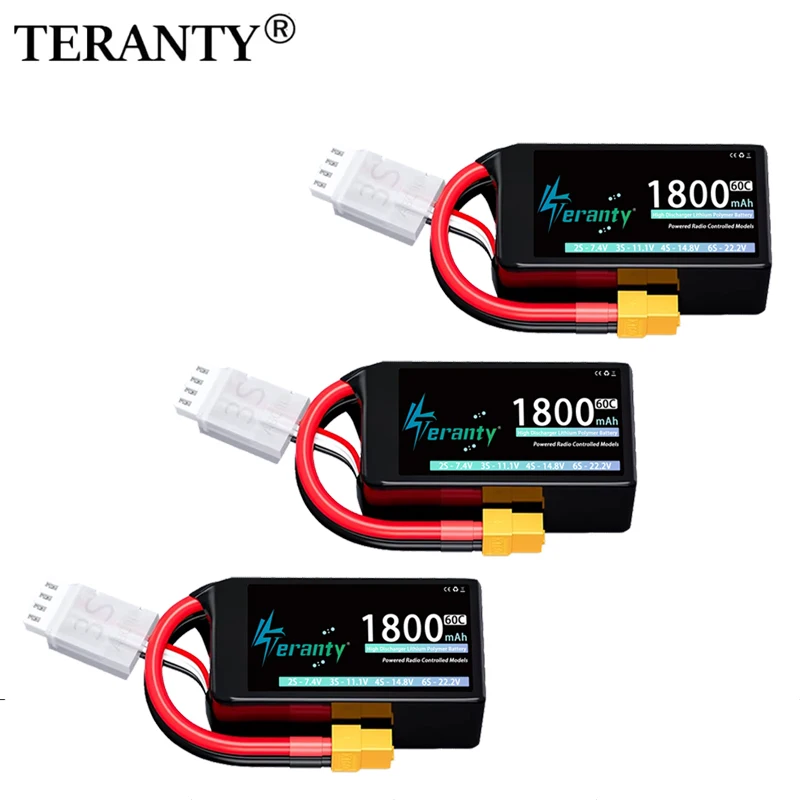 3Pcs TERANTY 2S 3S 4S 1800mAh Lipo Batterie 60C Mit T XT30 XT60 JST für RC Auto Lkw Buggy FPV Drone Hubschrauber Flugzeug Hobby