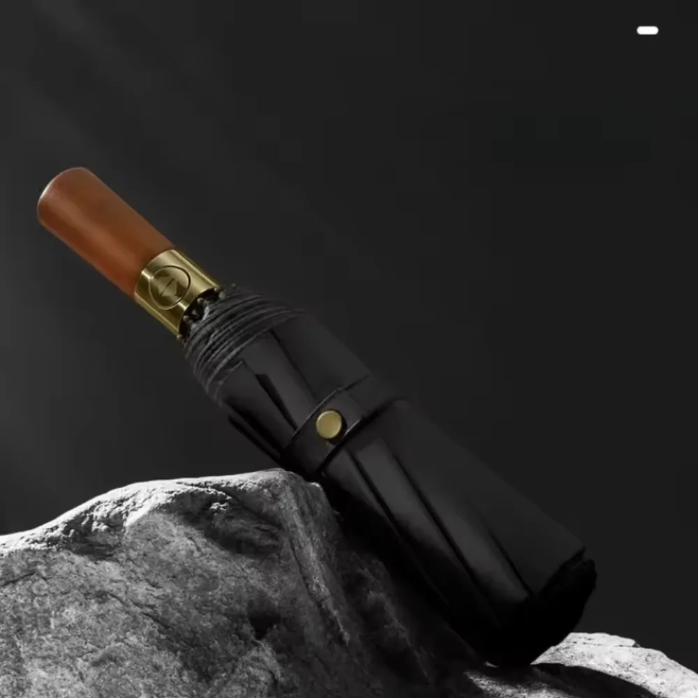 Automatischer 60-Knochen-Regenschirm mit Holzgriff, Business-Klappschirm, Sonnenschirm, winddichter Regenschirm, verstärkter, winddichter Regenschirm Image