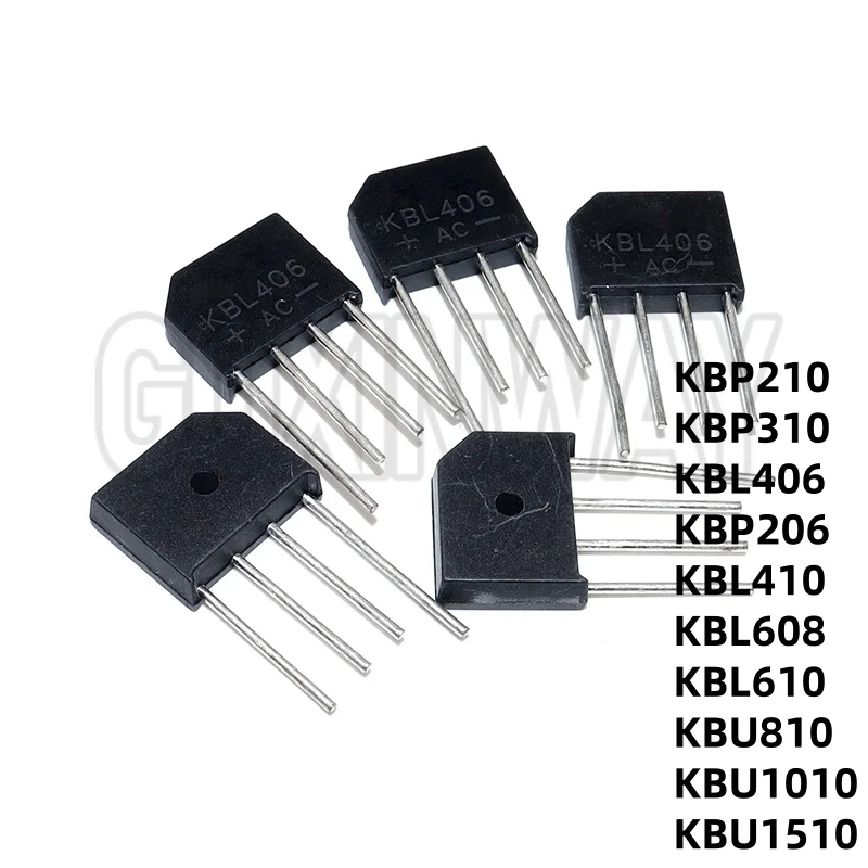 10PCS 2A 3A 4A 6A 8A 10A 15A 600V 800V 1000V Diode Brückengleichrichter KBP206 210 310 KBL406 410 608 610 KBU810 1010 1510 neue Image