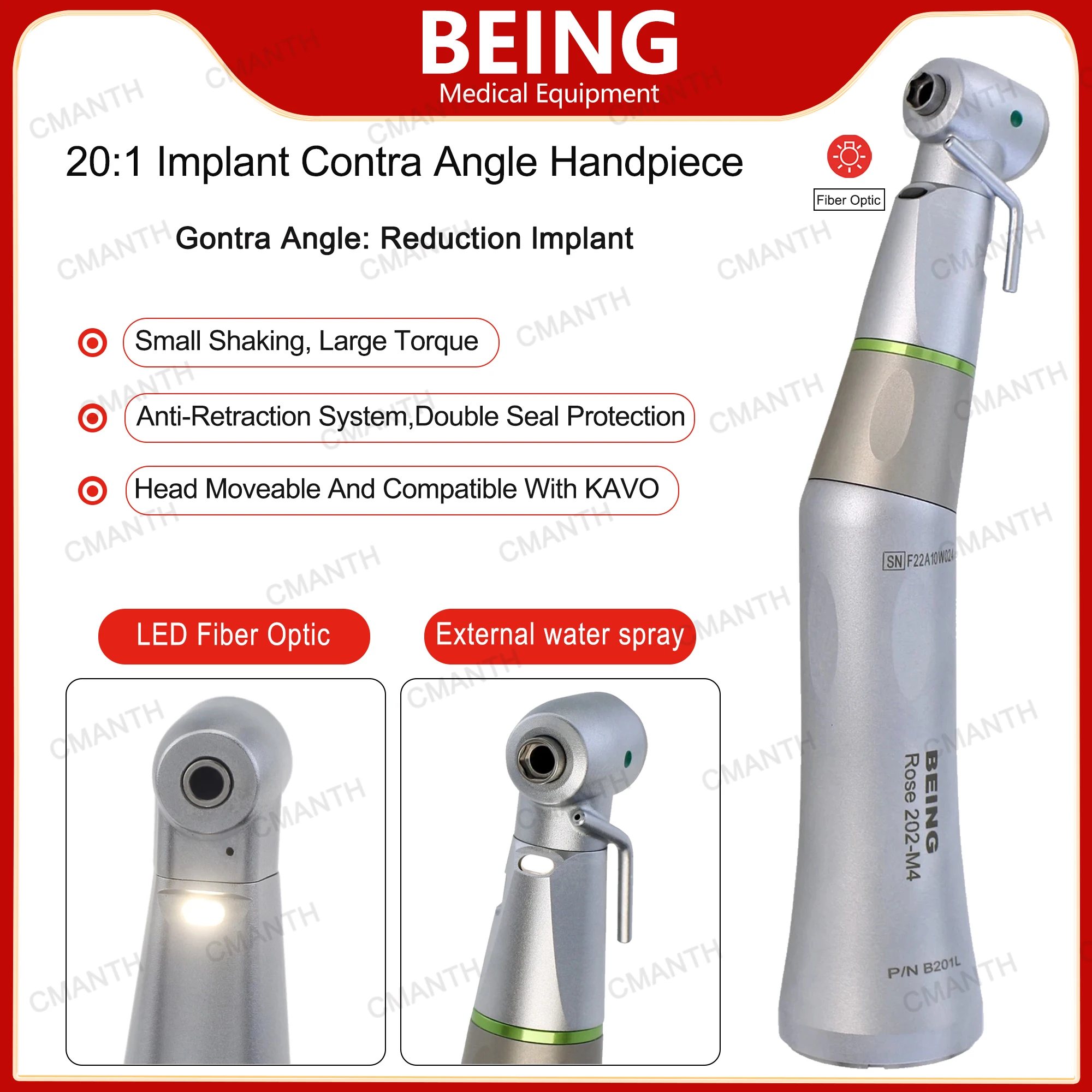 BEING Dental Implantat Handstück 20:1 Winkelstück Chirurgisches Glasfaserhandstück KAVO SURGmatic S201XL Image