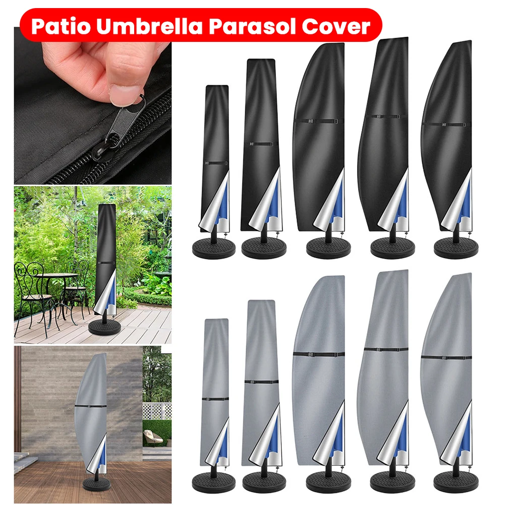 Anti-UV-Schutzhülle für den Außenbereich mit Reißverschluss, Sonnenschirm-Abdeckung für den Außenbereich, freitragender Sonnenschirm, Regenschutz für Sonnenschirme im Freien Image