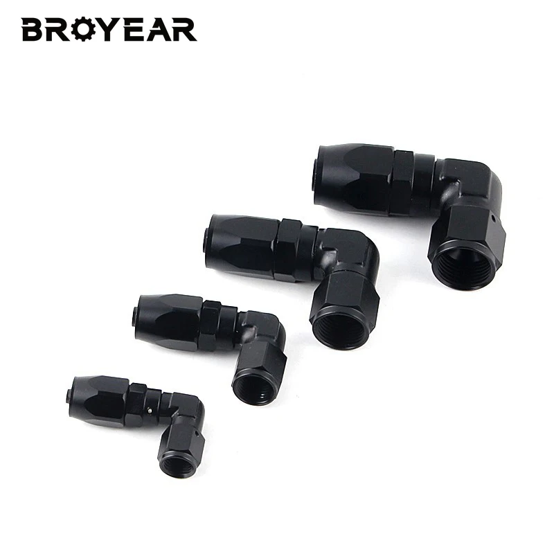 Broyear Hochwertiges Aluminium AN4 6 8 10, geschmiedeter drehbarer Schlauchendverschraubungsadapter, Ölkühler, Kraftstoffleitung, gerade, 90 Grad Image
