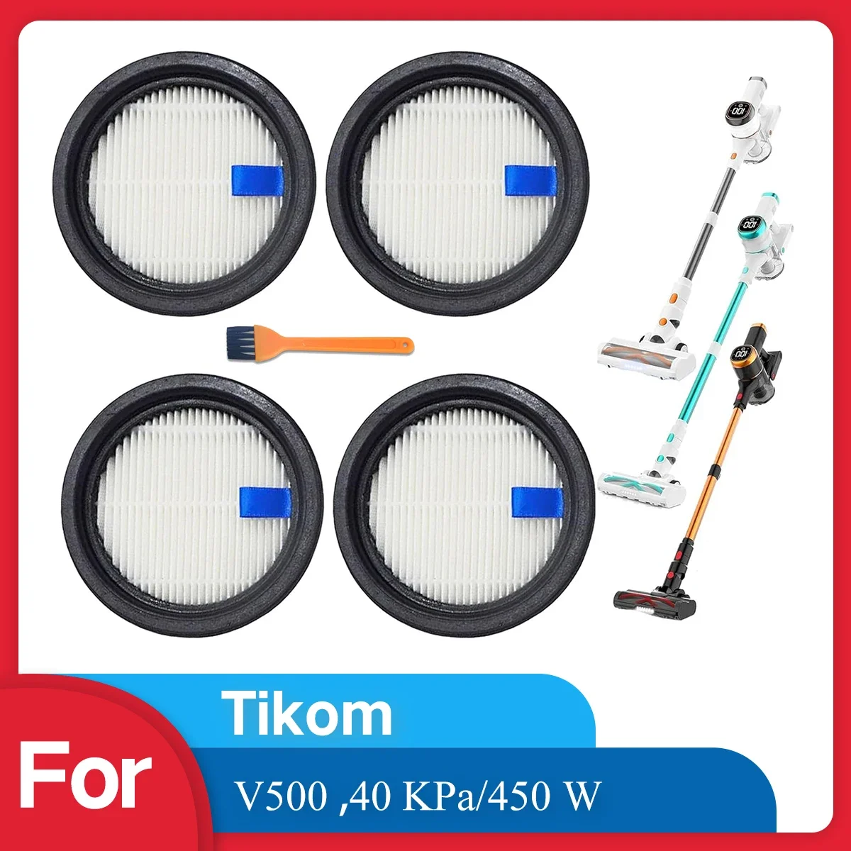 Hepa-Filter-Ersatz, kompatibel mit Tikom V500 Akku-Staubsauger, Filter funktioniert mit Tikom 40kpa Stabstaubsauger Image
