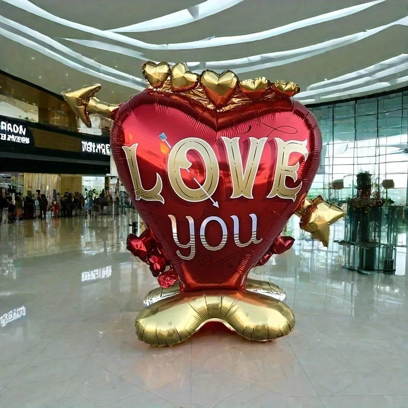 1 stücke Neue Valentinstag Ballon Cartoon Amor Schießen Pfeile in EINE Herz Form Ballon Hochzeit Party Jahrestag Decor liefert Image