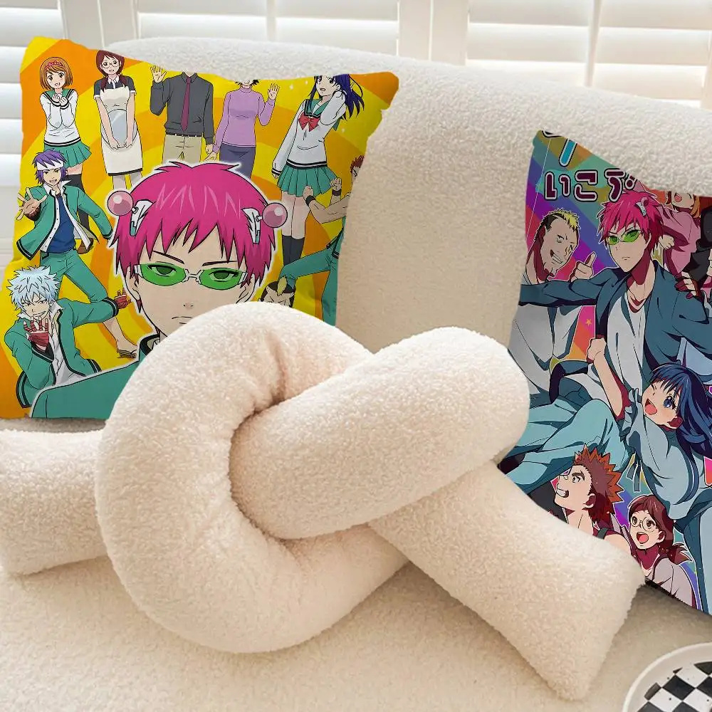 Klassischer japanischer Anime The Disastrous Life Of Saiki K K Kissenbezug, Auto-Kissenbezug für Sofa, Auto, Weihnachtsgeschenk, 40 x 40 cm