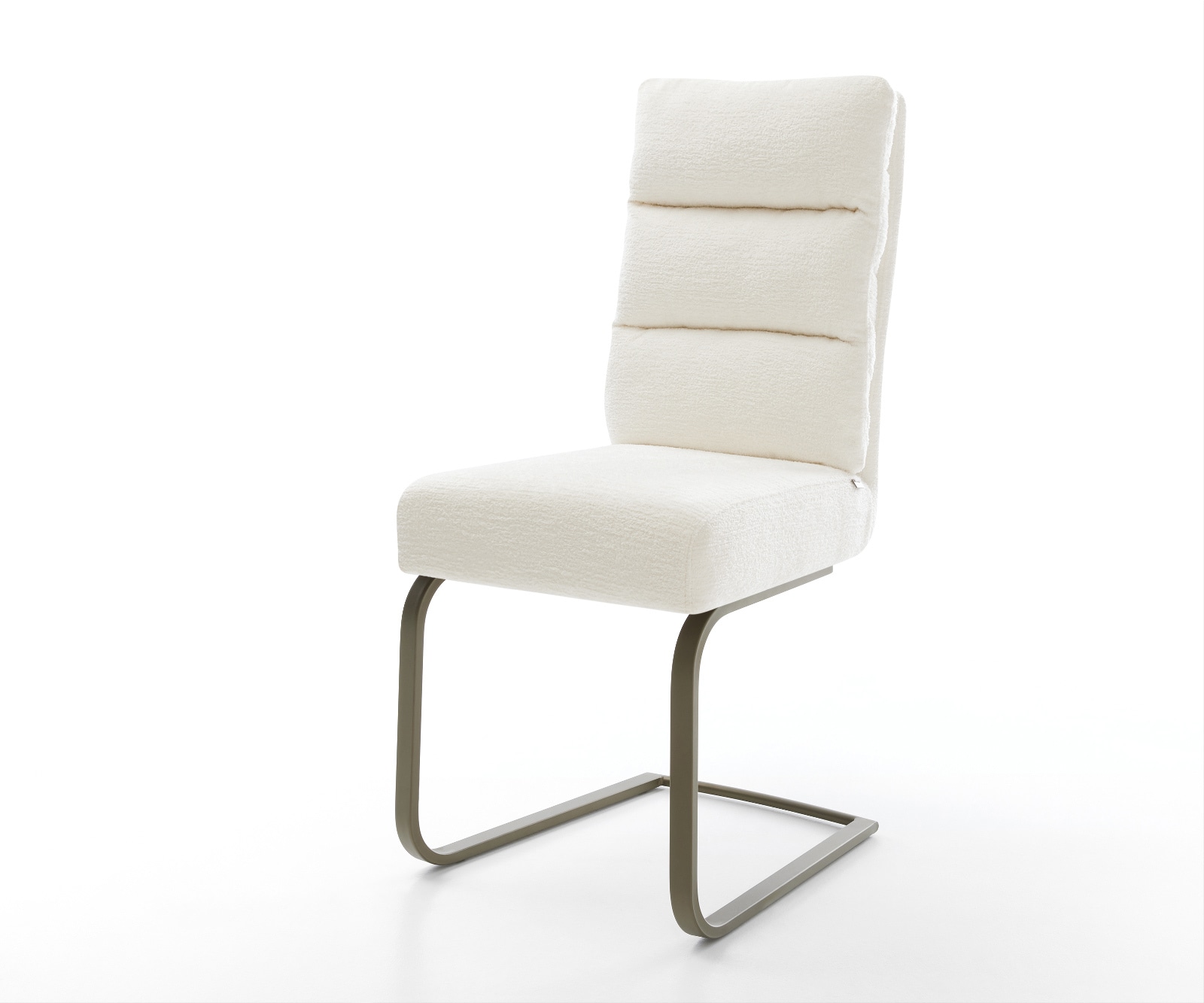 DELIFE Freischwinger Pela-Flex Bouclé Soft Beige Freischwinger flach Effektfinish Titan Taschenfederkern, Esszimmerstühle Image