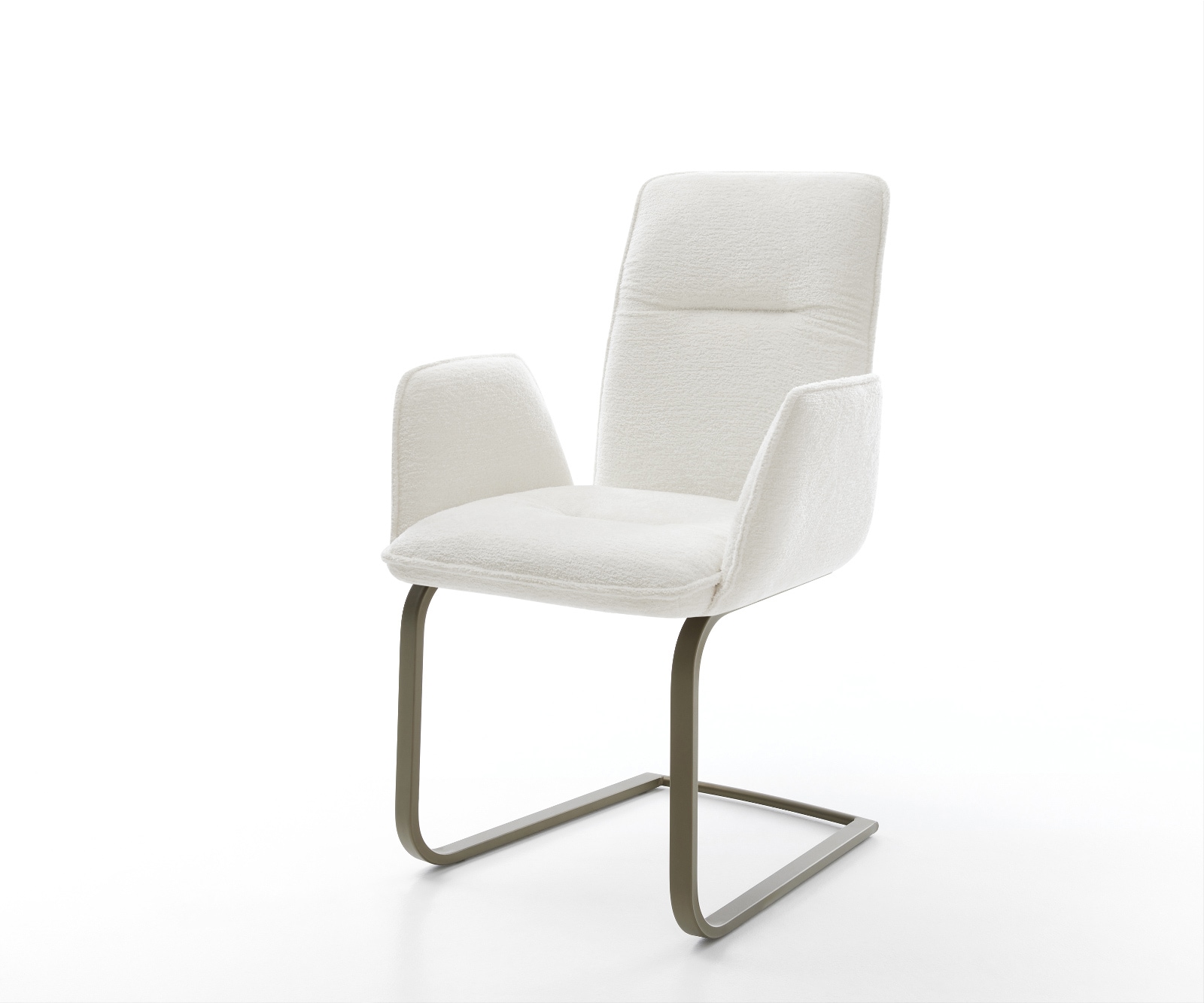 DELIFE Freischwinger Vinja-Flex Bouclé Soft Beige Freischwinger flach Effektfinish Titan, Esszimmerstühle Image